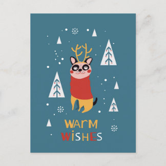 Cute Dog Postcard in Christmas Vykort