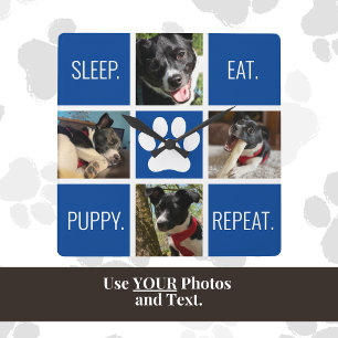 Cute Dog Sleep Eat Repeat Animal Lover's Modern Fyrkantig Klocka