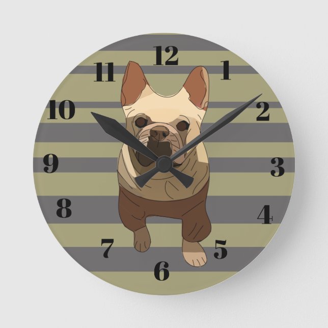 Cute dog, Striped Rund Klocka (Framsida)
