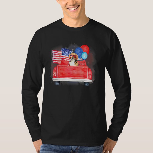 Cute Dog USA American Flag Patriotic 4th Of July R T Shirt (Framsida)