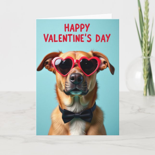Cute Dog Valentines Day Card Kort (Framsida)