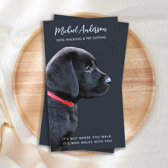 Cute Dog Walker Pet Sitter Puppy Black Labrador Visitkort (Skapare uppladdad)