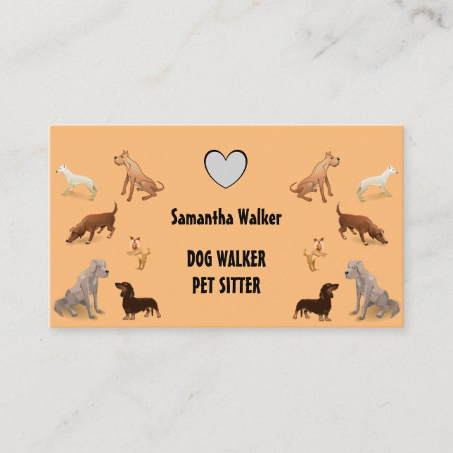 Cute DOG WALKER PET-SITTER Visitkort (Framsida)