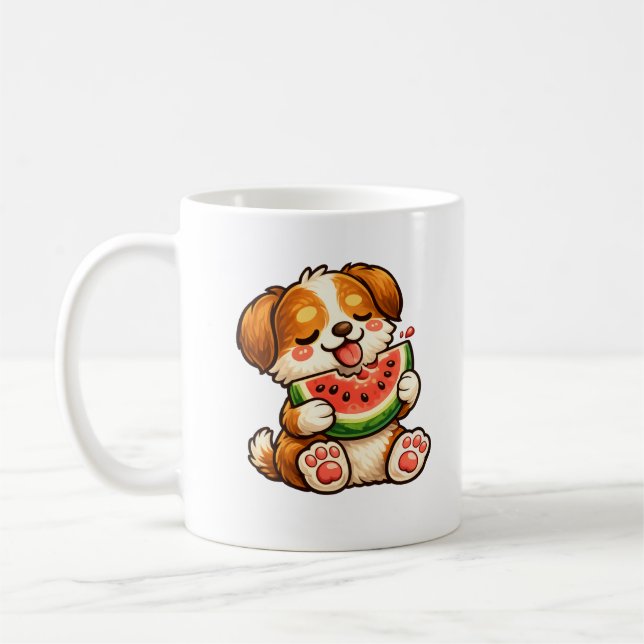 Cute Dog Watermelon Kaffemugg (Vänster)