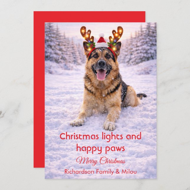 Cute Dog with Christmas Tender Quote Holiday Card Julkort (Fram/baksida)