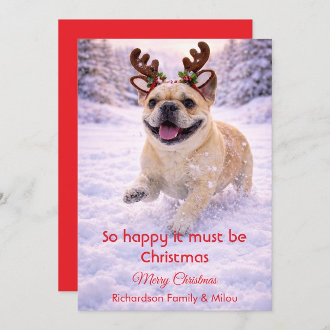 Cute Dog with Christmas Tender Quote Holiday Card Julkort (Fram/baksida)