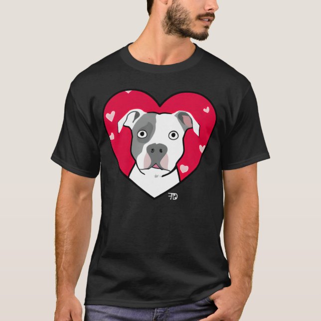 Cute Dog With Heart Fighting Dogs T Shirt (Framsida)