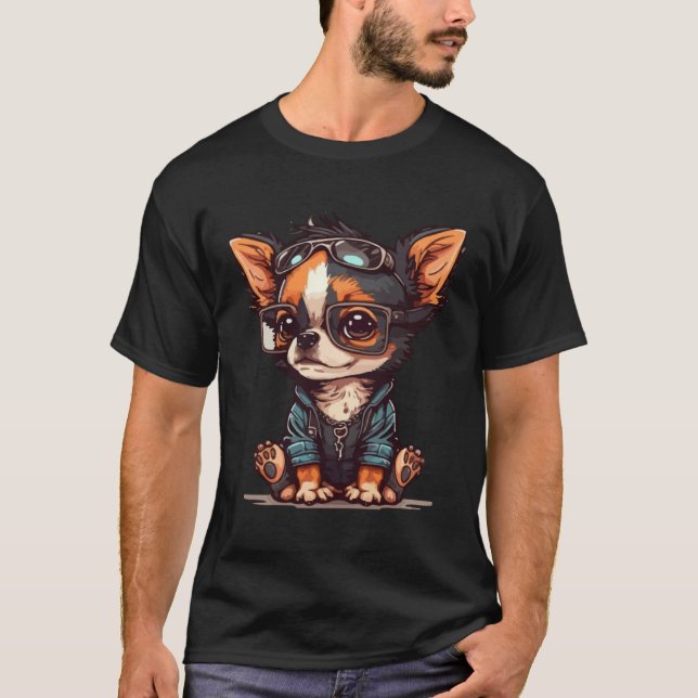 Cute Dog with Sunglasses  1 T Shirt (Framsida)