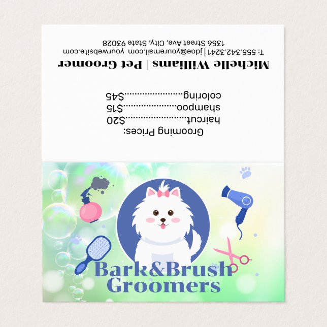 Cute Doggie | Grooming Verktyg | Soap Bubbles Visitkort (Utsida ovikt)