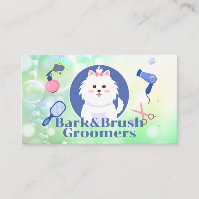 Cute Doggie | Grooming Verktyg | Soap Bubbles Visitkort (Framsida)