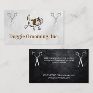 Cute Doggie Hund Grooming Scissor Visitkort