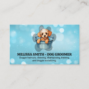Cute Doggie tar Bath Groomer Visitkort