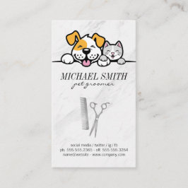 Cute Doggy och Kattunge | Groomer Verktyg Visitkort