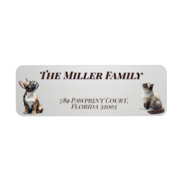 Cute dogs and cats look up Personalized Returadress Etikett
