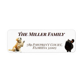Cute dogs and cats look up Personalized Returadress Etikett