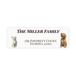 Cute dogs and cats look up Personalized Returadress Etikett