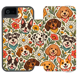 Cute Dogs and Colorful Floral Pattern