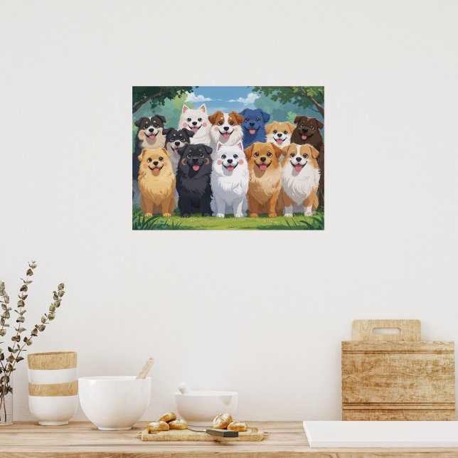 Cute dogs background poster (Kök)
