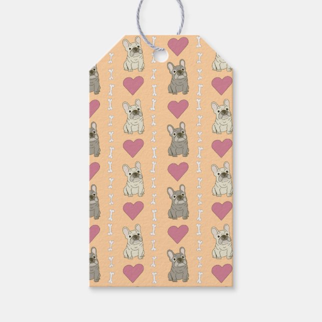 Cute dogs, bones, and hearts presentetikett (Framsidan)