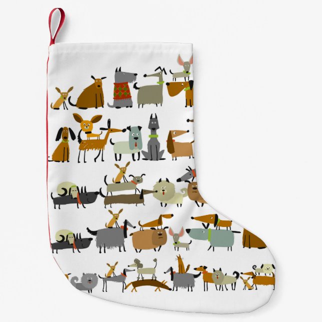 Cute dogs collection, sketch vintage illustration liten julstrumpa (Framsidan)