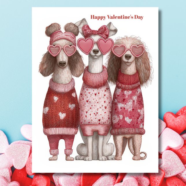 Cute Dogs Hearts Pullover Valentine`s Day Card  Vykort (Skapare uppladdad)