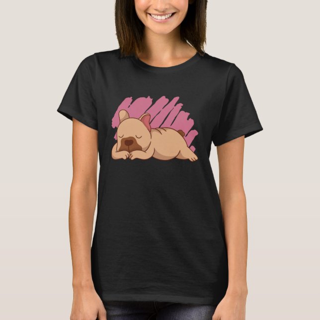 Cute Dogs Sleeping French Bulldog T Shirt (Framsida)