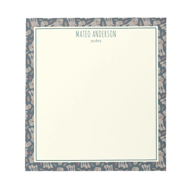 Cute Dogs with Plants Personalized Name Green Anteckningsblock (Framsida)