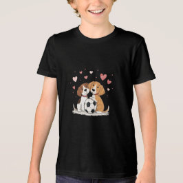 Cute Dogs with Soccer Ball on Valentines Day T Shirt