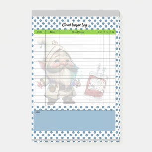 Cute Doktor Gnome Blood Sugar Log Post-it Block