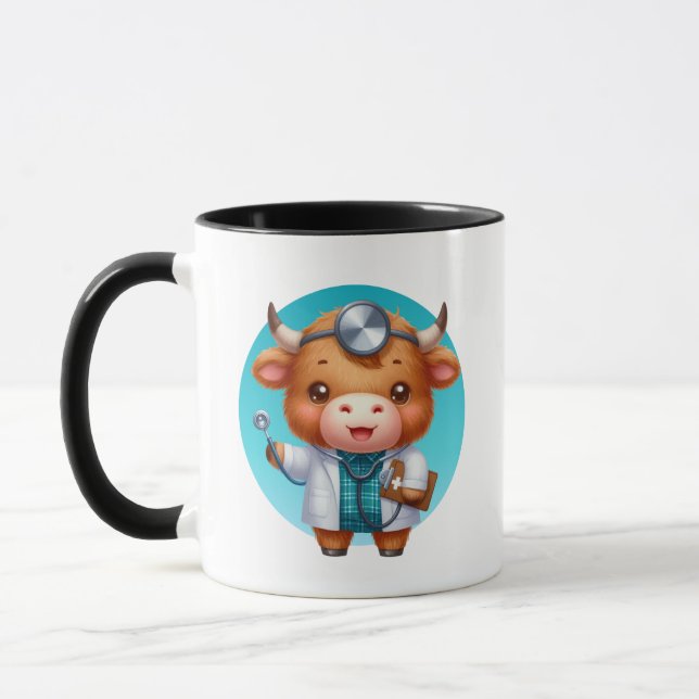 Cute Doktor ko, tillsätt monogram kaffe Mugg (Vänster)