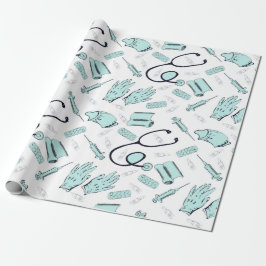 Cute Doktor Nurse Medical Mönster Presentpapper