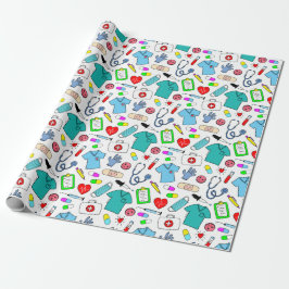 Cute Doktor Nurse Medicines Supplies Mönster Presentpapper