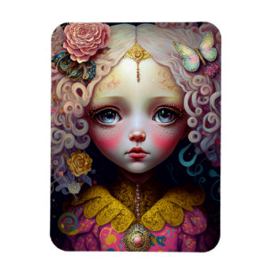 Cute Doll Girl Rosa Hair Magnet