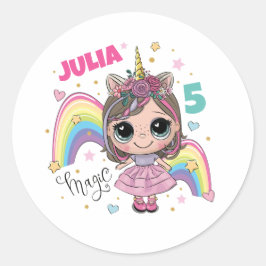 Cute Doll Girl Sticker Runt Klistermärke
