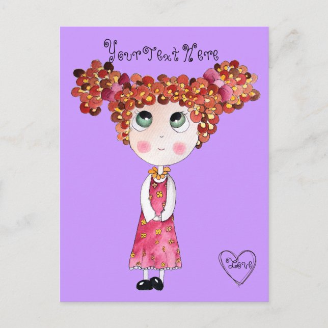 Cute Doll med vykort för Rosa Dress (Framsida)