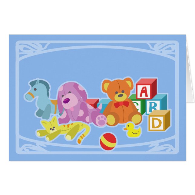 Cute Dolls (blå) Hälsningskort (Framsidan Horizontal)