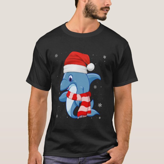 Cute Dolphin Älskare Julafton Helgdag Santa Hat Do T Shirt (Framsida)