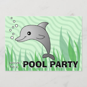Cute Dolphin Bassäng Party bjudande Inbjudningar