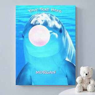 Cute Dolphin, Bubble Gum Bubble, Namn och Message Canvastryck