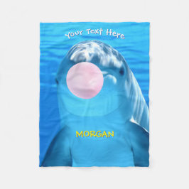 Cute Dolphin, Bubble Gum Bubble, Namn och Message Fleecefilt