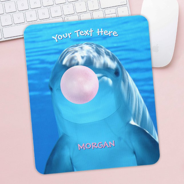 Cute Dolphin, Bubble Gum Bubble, Namn och Message Musmatta (Skapare uppladdad)
