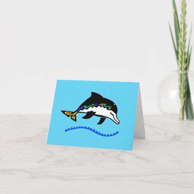 Cute DOLPHIN - Djurgrafik - Blått Kort (Framsida)