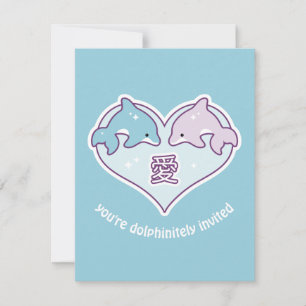 Cute Dolphin Födelsedagsfest inbjudan
