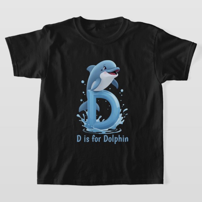 Cute Dolphin Kids T-Shirt | D is for Dolphin Alpha (Laydown)