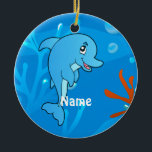 Cute Dolphin Ocean Beach Ornament<br><div class="desc">En akvatisk bild av en söt delfin på en juldekoration. ©2015charmainepaulson</div>