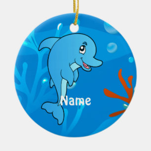Cute Dolphin Ocean Beach Ornamet Julgransprydnad Keramik
