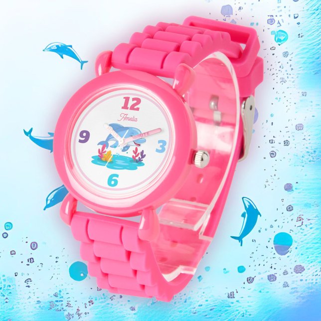 Cute Dolphin Sea Animal Girl Name Armbandsur (Skapare uppladdad)