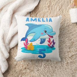 Cute Dolphin Sea Animals Namn Birthday Kudde