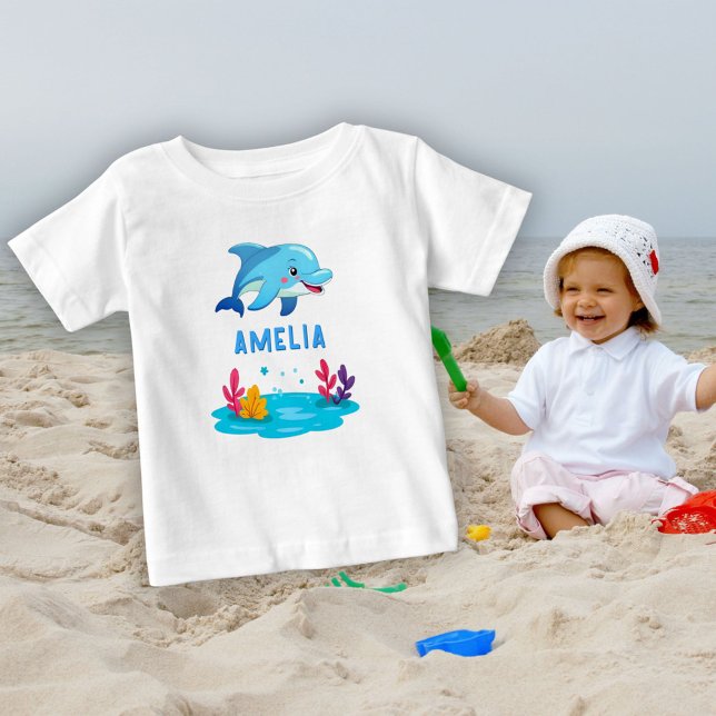 Cute Dolphin Sea Animals Namn T Shirt (Skapare uppladdad)