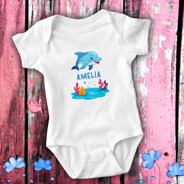 Cute Dolphin Sea Animals Namn T Shirt (Skapare uppladdad)